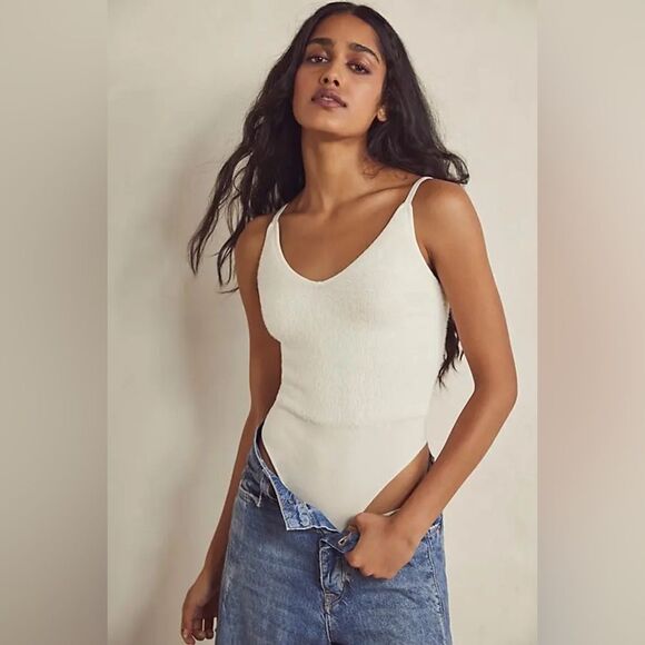 Free People Fuzzy "Limoncello" Bodysuit - Size Small - Picture 1 of 3